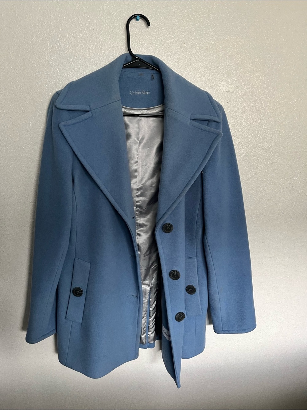 Calvin Klein Dusty Blue Pea Coat